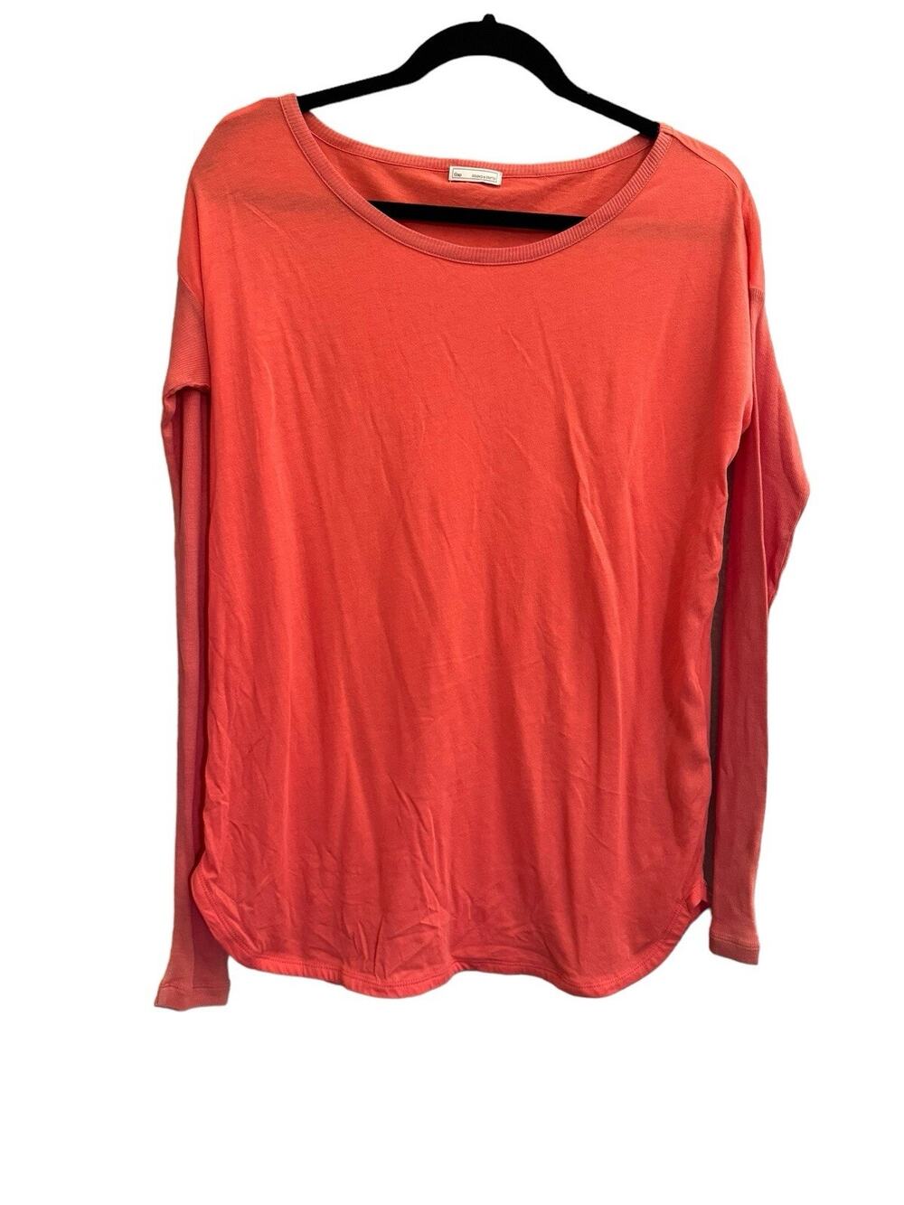 GAP Womens Small **SAMPLE** Coral Scoop Neck Luxe Top Long Slv Modal #3135